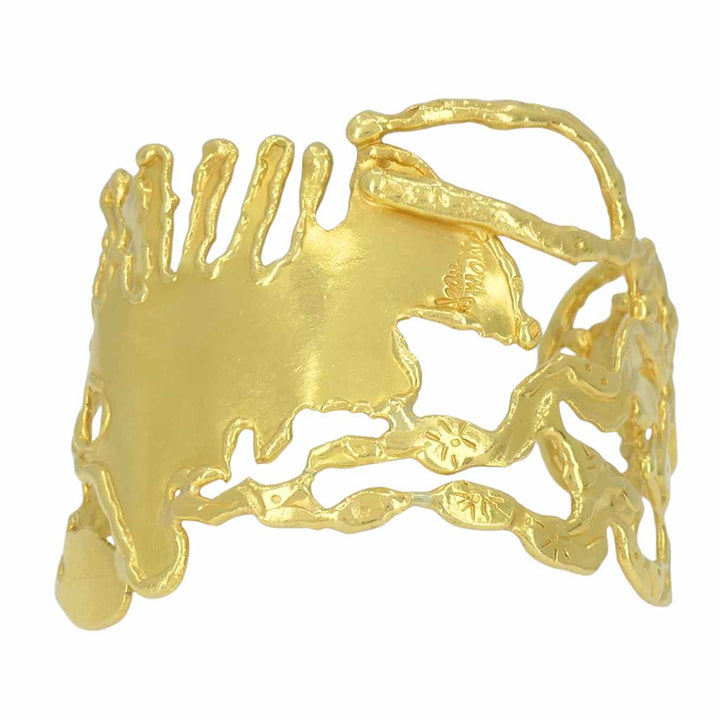 Vintage Jean Mahie 22k Gold Sculptural Cuff Bracelet