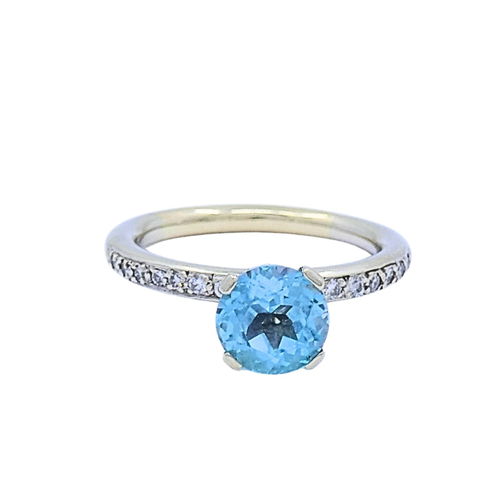 14k Gold Blue Topaz Diamond Accent Ring