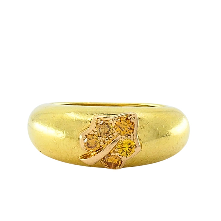 Van Cleef & Arpels 18k Gold Diamond Leaf Motif Ring