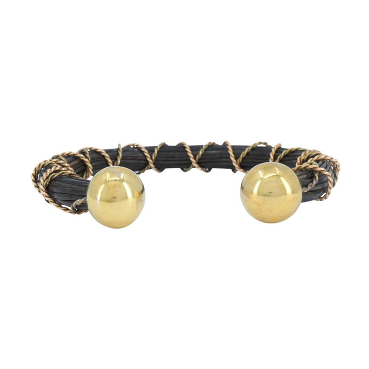Vintage 18k Yellow and Rose Gold Elephant Hair Cuff Bracelet, Circa 1970s
