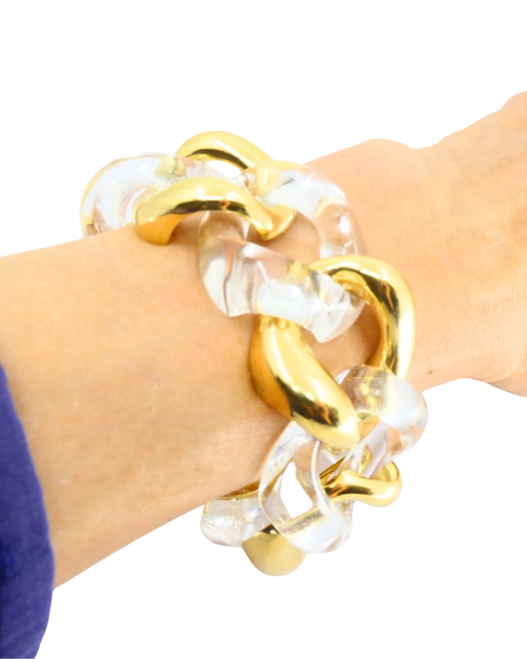 Seaman Schepps Classic Large Link Bracelet 18uk Gold Rock Crystal