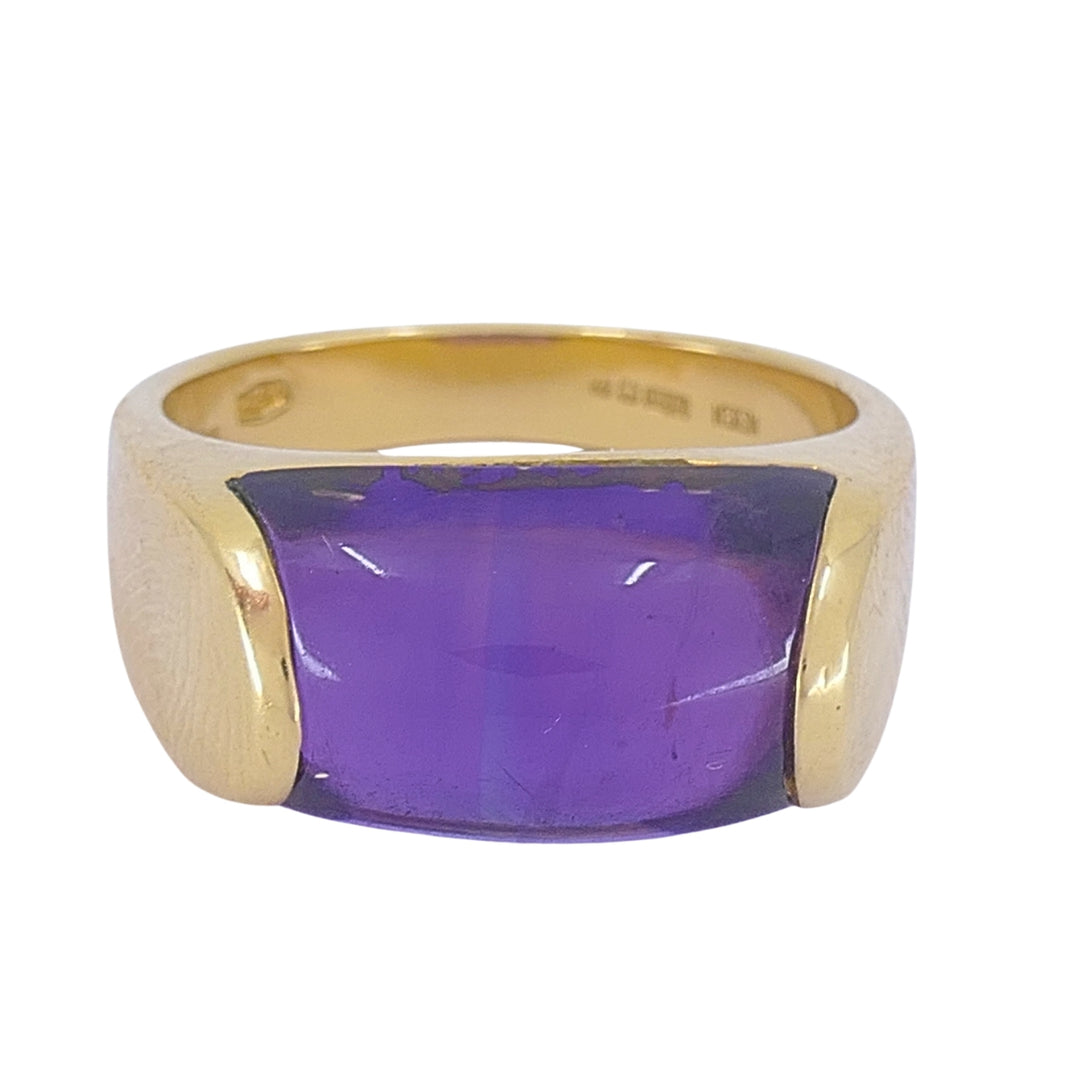 Vintage Bvlgari Tronchetto 18k Gold Amethyst Ring, Size 6.5