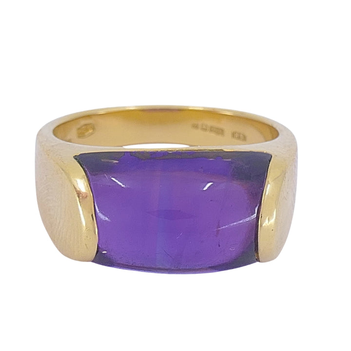 Vintage Bvlgari Tronchetto 18k Gold Amethyst Ring, Size 6.5