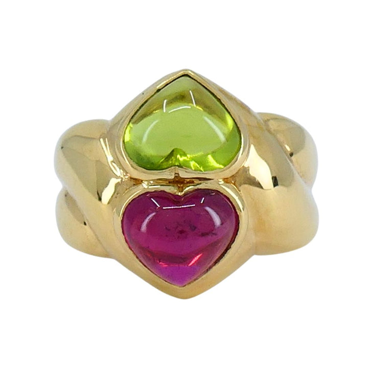 Vintage Bvlgari Cuore 18k Gold Gemstone Heart Ring