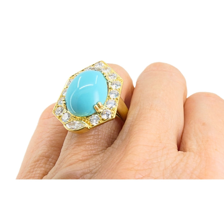 Chaumet Vintage Turquoise Ring Gold Diamond