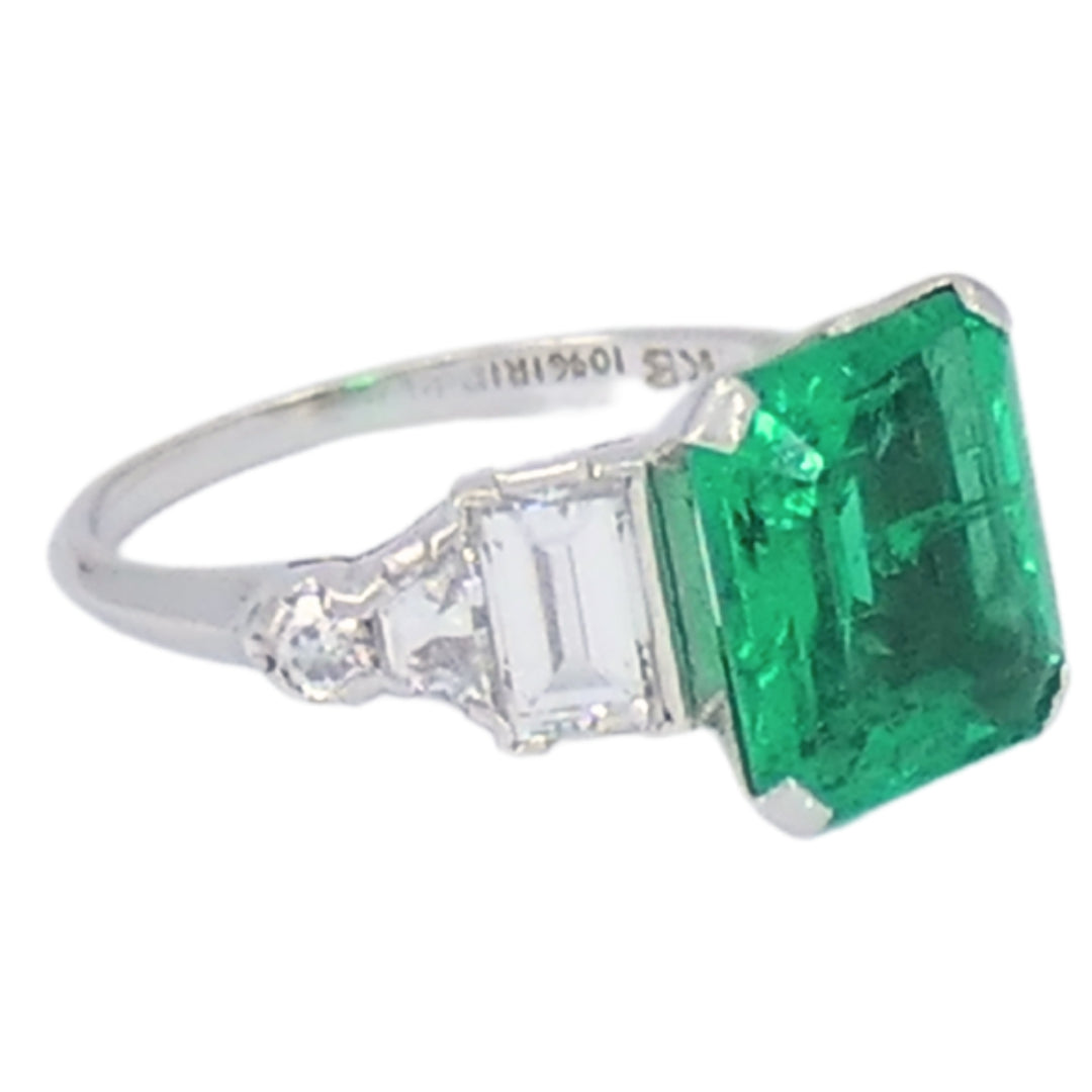 Colombian Emerald Engagement Ring GIA Platinum Diamond