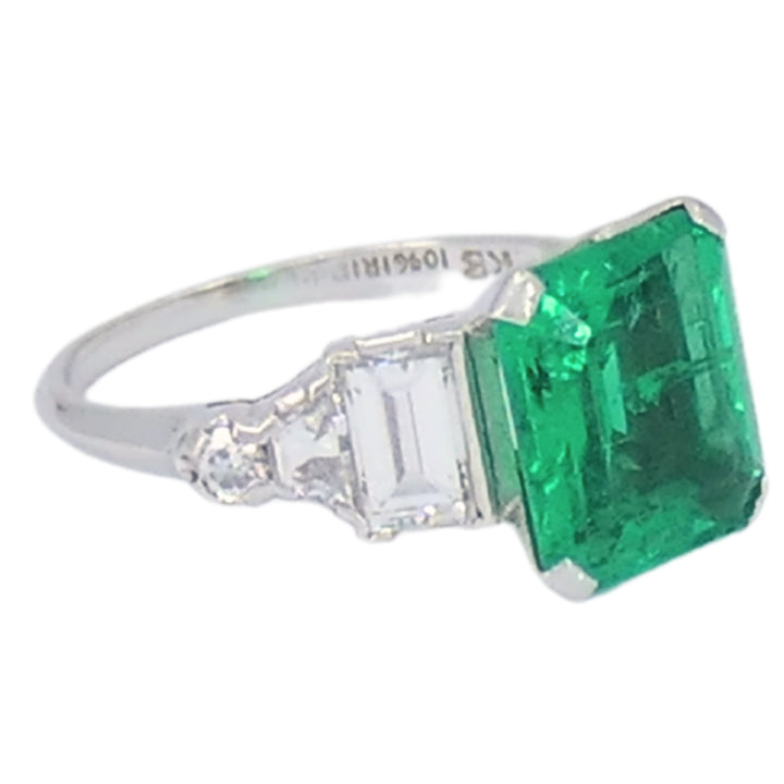 Colombian Emerald Engagement Ring GIA Platinum Diamond