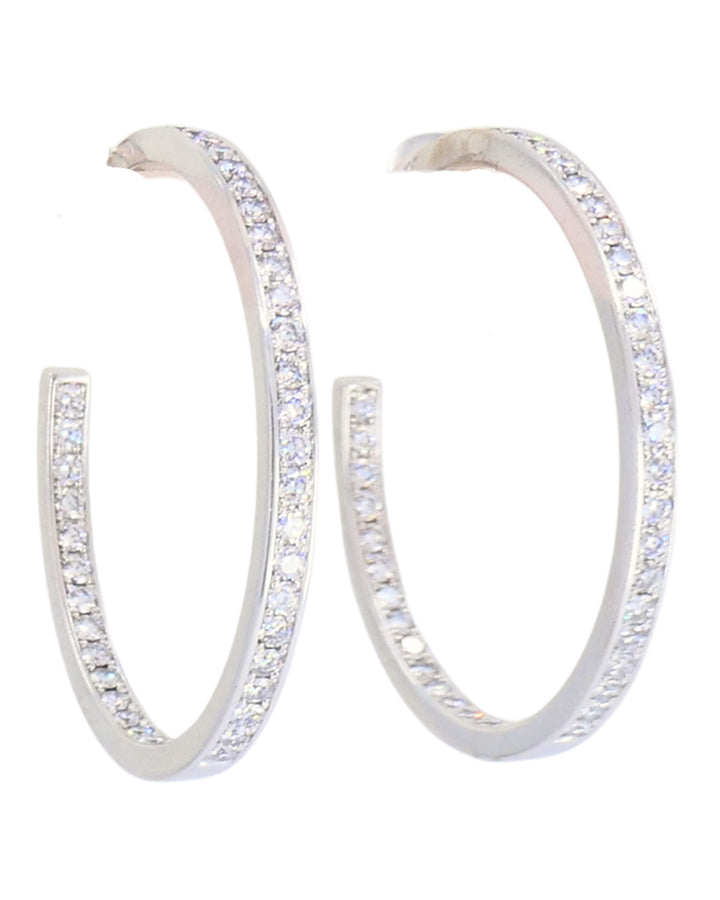 Vintage Cartier Hoop Earrings 18k Gold Diamond Earrings