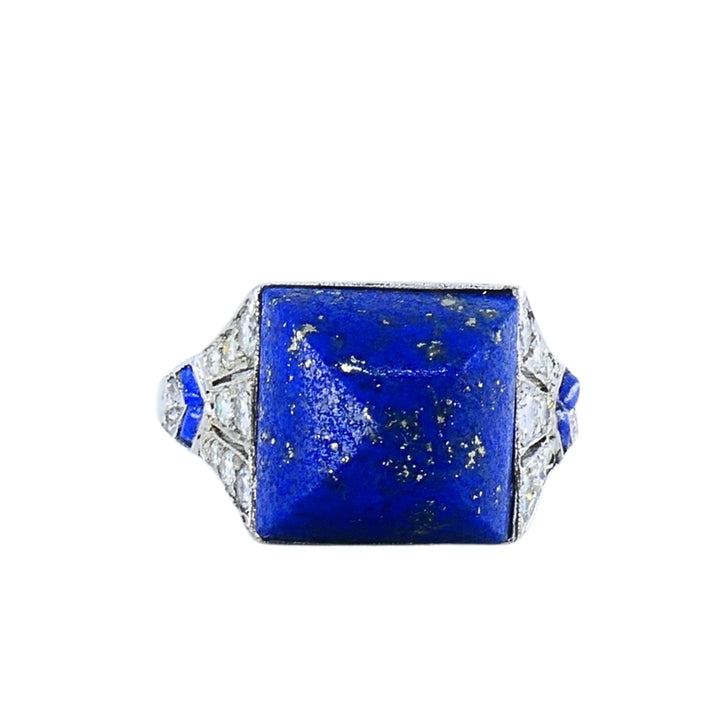 Cartier Art Deco Lapis Lazuli  Diamond Platinum Ring