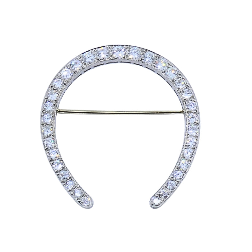 Edwardian Platinum Diamond Horseshoe Brooch