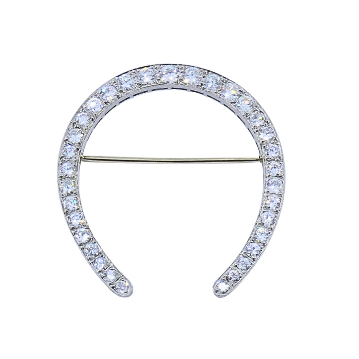 Edwardian Platinum Diamond Horseshoe Brooch