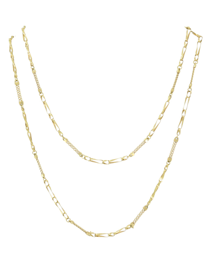 Vintage 18k Yellow Gold Chain Necklace 36” Long
