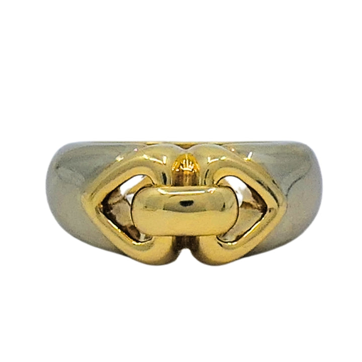 Bulgari 18k Two-Tone Gold Doppio Double Heart Ring