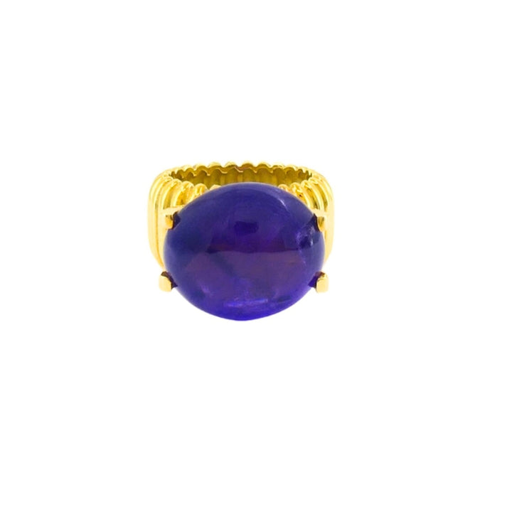 Amethyst Ring Signed Tambetti 18k Gold Cocktail Ring