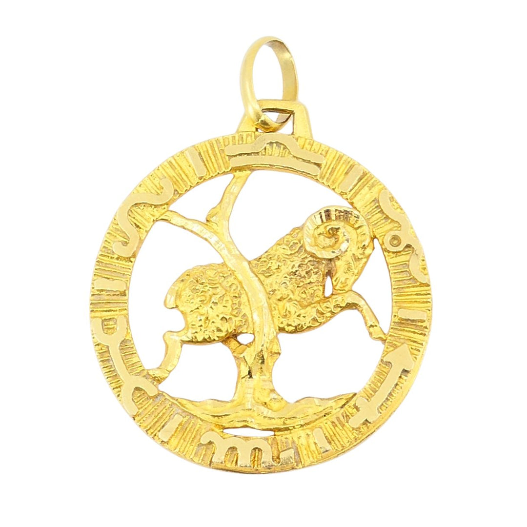 Vintage 18k Gold Aries Astrological Zodiac Pendant