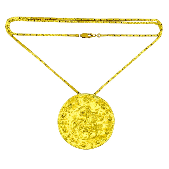 Pablo Picasso Design Faune Cavalier 23k Gold Medallion Pendant