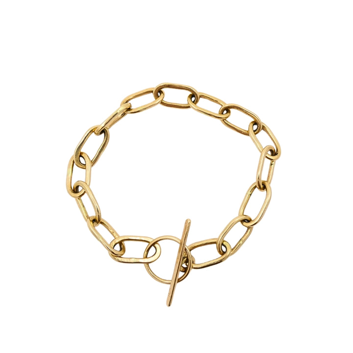 Vintage Chain Link Toggle Bracelet 14k Gold