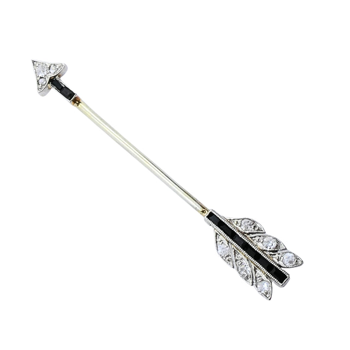 Art Deco 18k Gold Diamond Arrow Jabot Pin