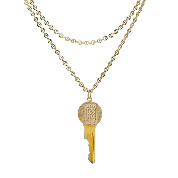 Vintage Cartier 14k Gold Rolls-Royce Key Pendant Necklace