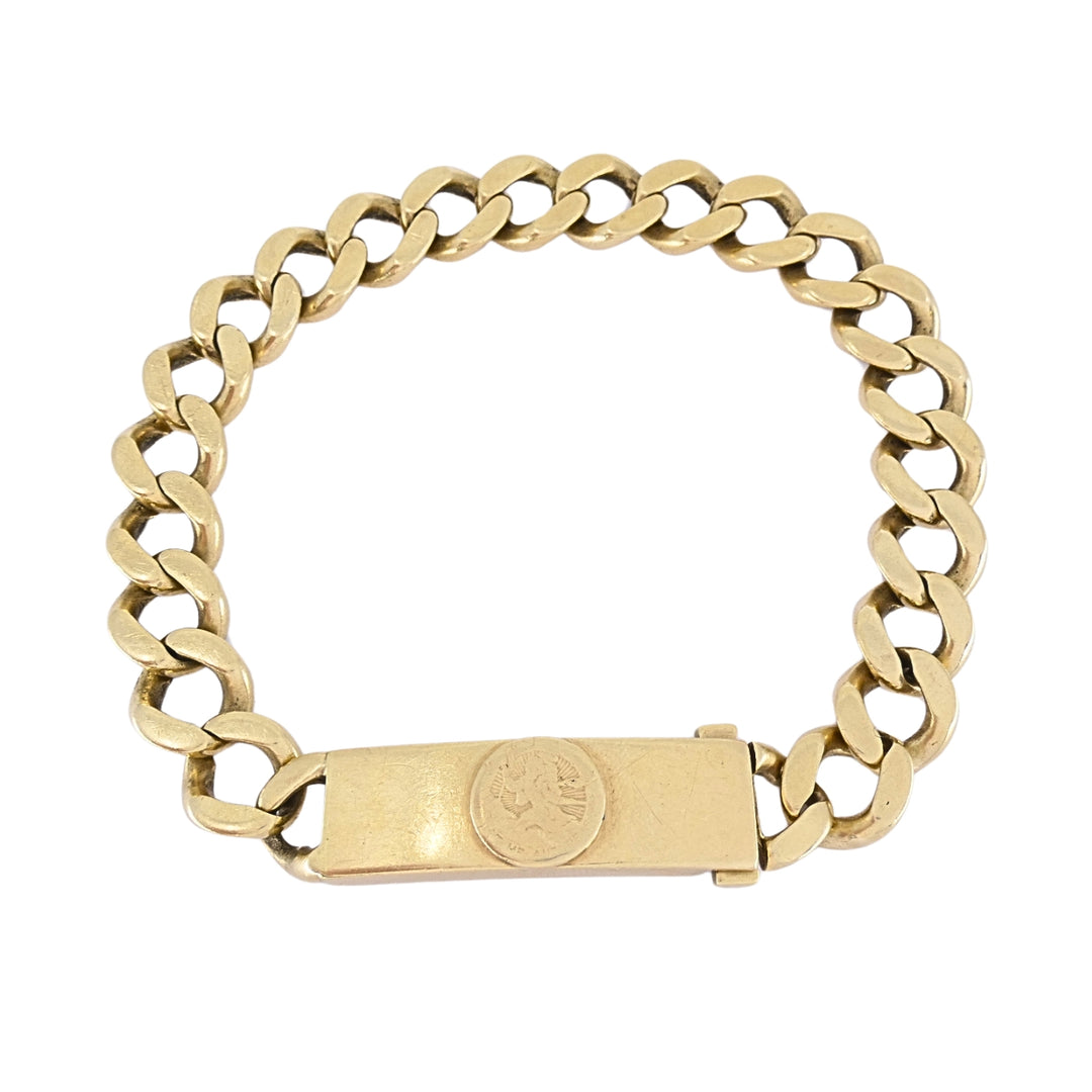 Vintage Cartier 14k Gold Curb-Link ID Bracelet, Mid-20th Century