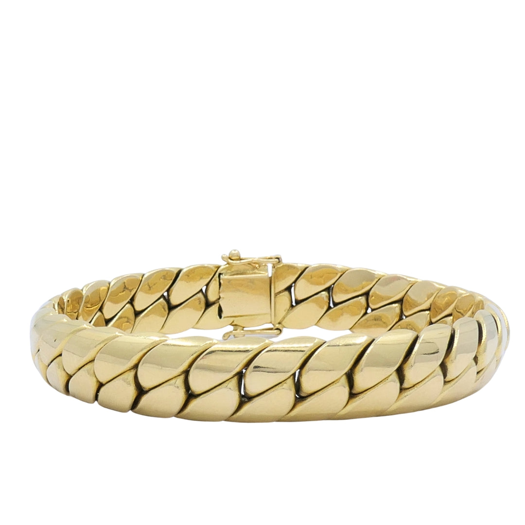 Vintage French 18k Gold Woven Curb Link Bracelet