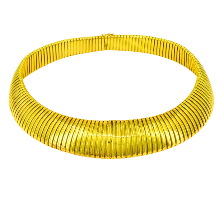 Vintage Tubogas Italian Gold Collar Necklace 18k Estate Jewelry