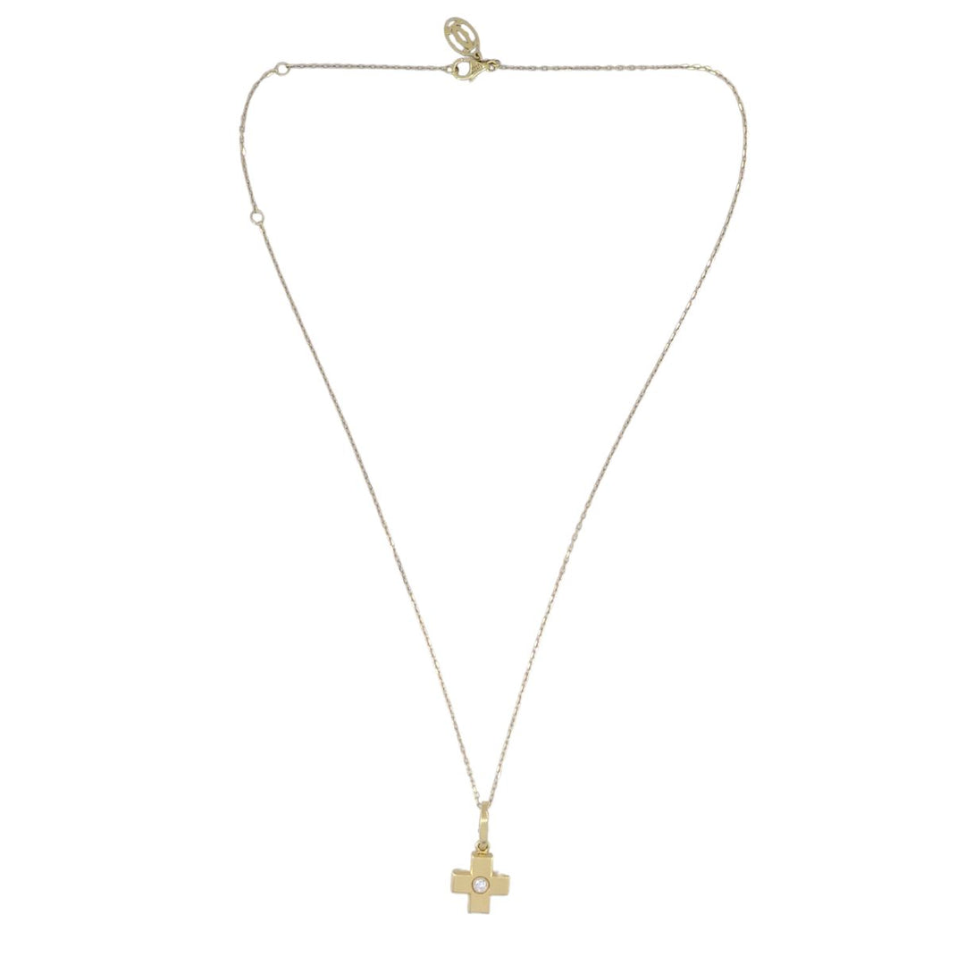 Cartier 18k Gold Diamond Cross Pendant Necklace with Certificate