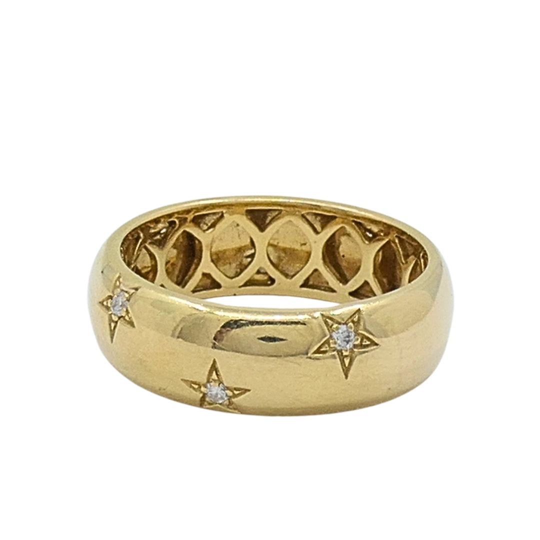 14k Gold Band Star Diamond Ring