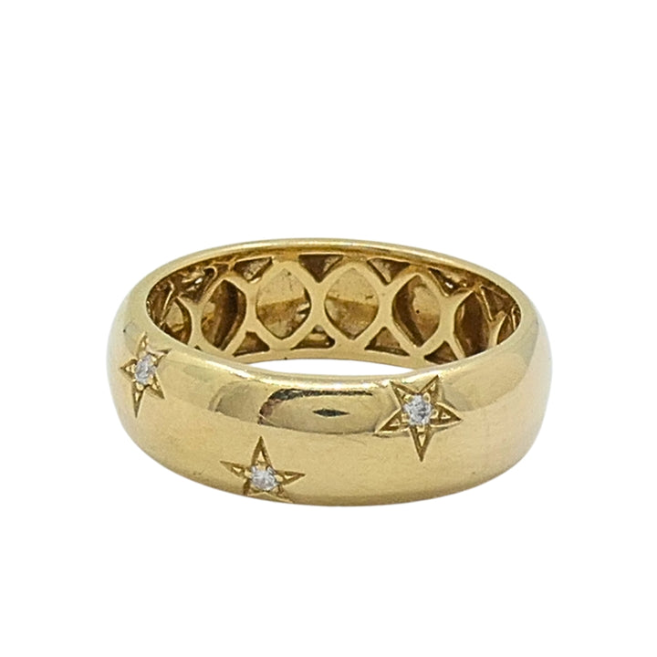 14k Gold Band Star Diamond Ring