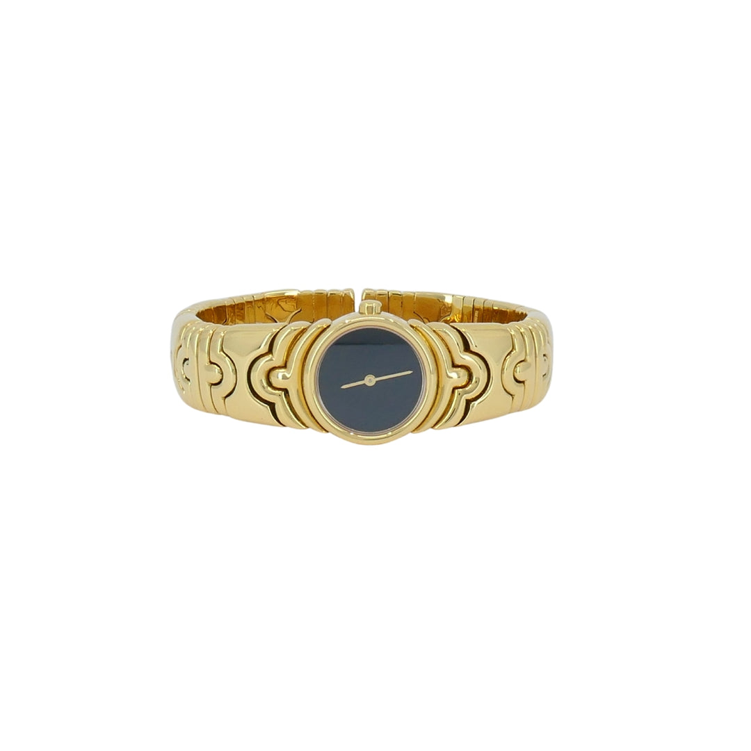Bvlgari Bulgari Parentesi Watch BJ 01 18k Gold Black Dial Original Pouch