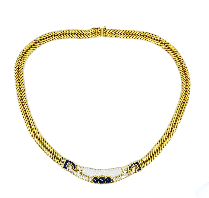 Mauboussin Necklace Carved Mother of Pearl Gemstones 18k Gold