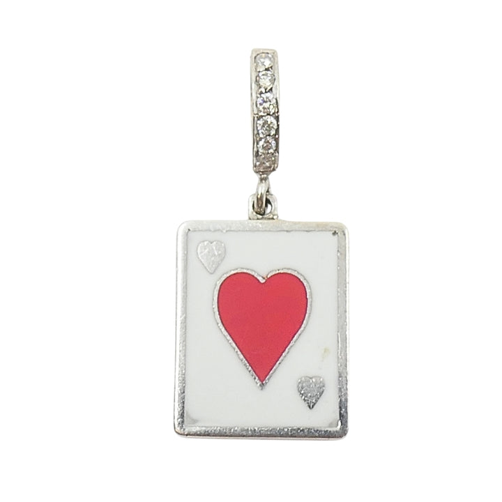 Vintage 12k Gold Playing Card Heart Charm Pavé Diamond Bail