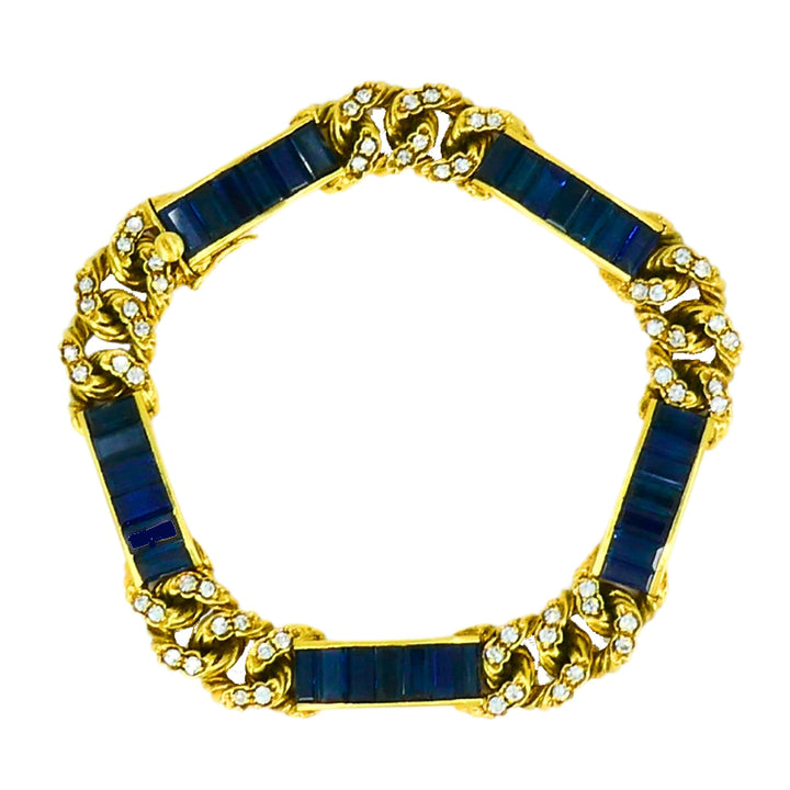 Vintage Fred Paris Bracelet Sapphire Diamond 18k Gold