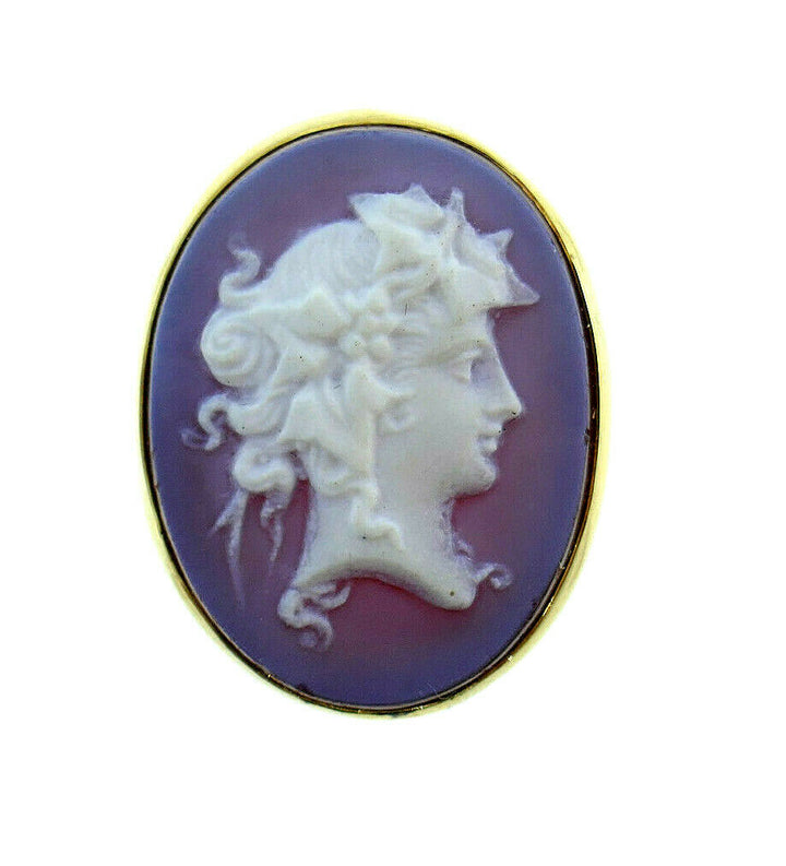 Vintage 14k Yellow Gold Agate Cameo Ring