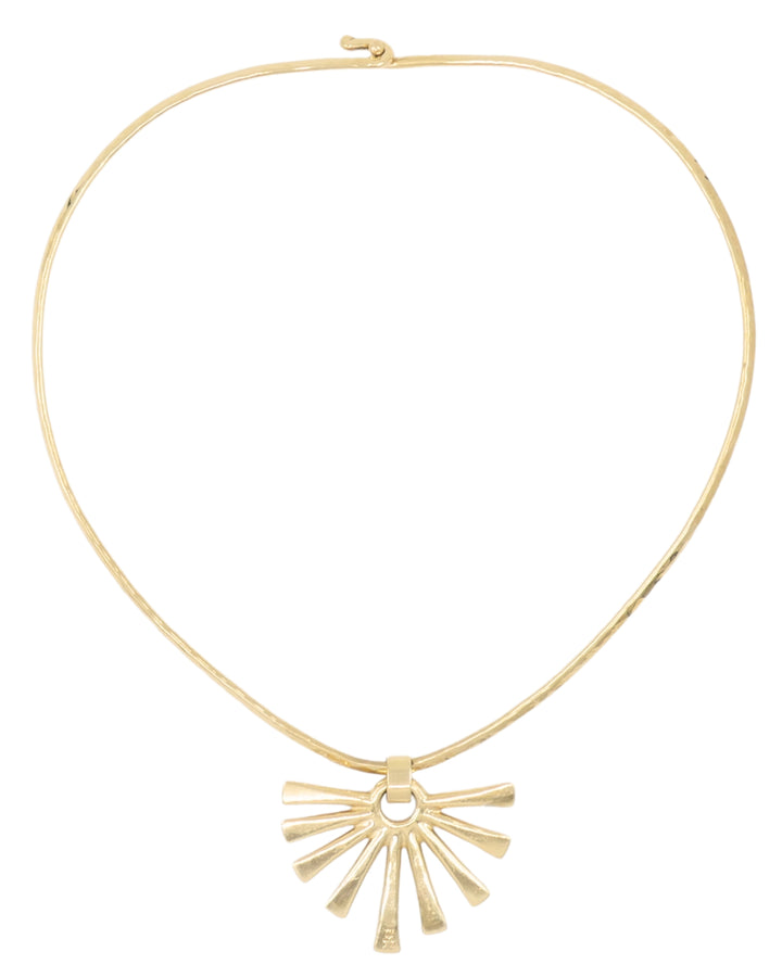James Avery 14k Gold Collar Necklace Hammered Gold Sun Pendant
