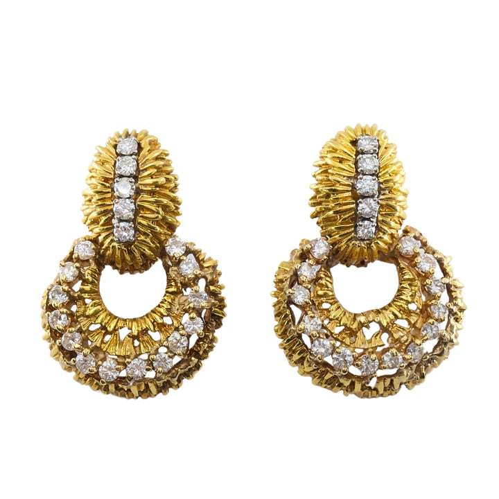 14k Gold  Diamond Door Knocker Earrings