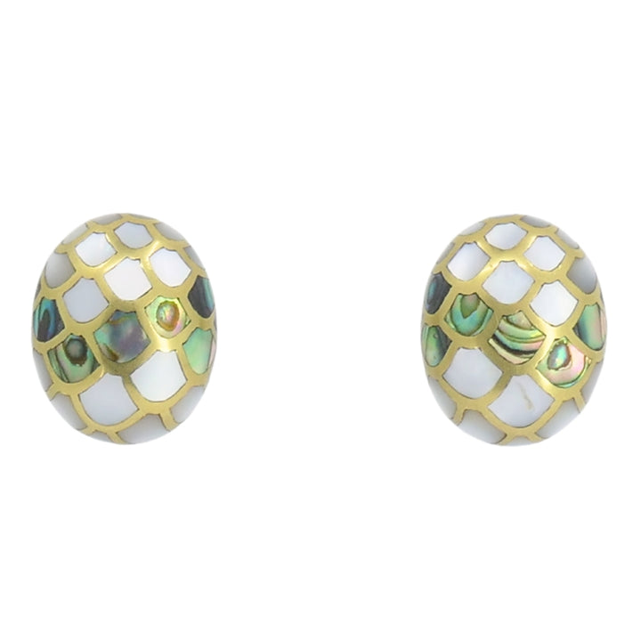 Angela Cummings 18k Gold Abalone Shell Clip On Earrings