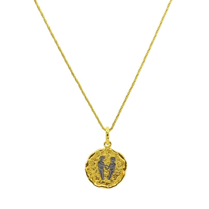 Chaumet Gemini Zodiac Pendant White Yellow Gold Necklace