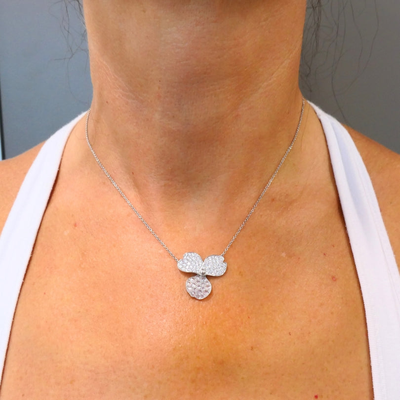 Tiffany & Co. Platinum Diamond Paper Flowers Pendant Necklace