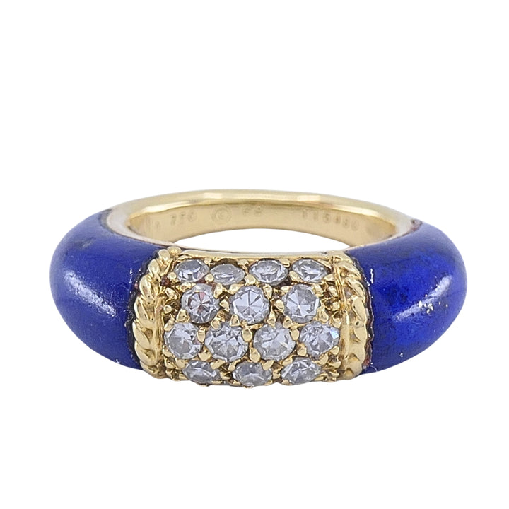 Van Cleef & Arpels Philippine 18k Gold Lapis Lazuli Diamond Ring, 1968