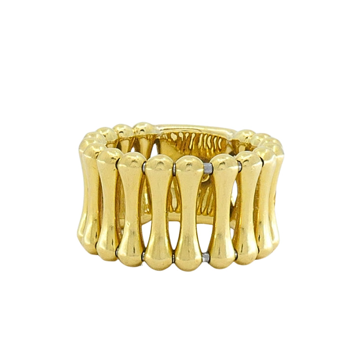 Vintage Chimento 18k Yellow Gold Bamboo‑Style Wide Band Ring