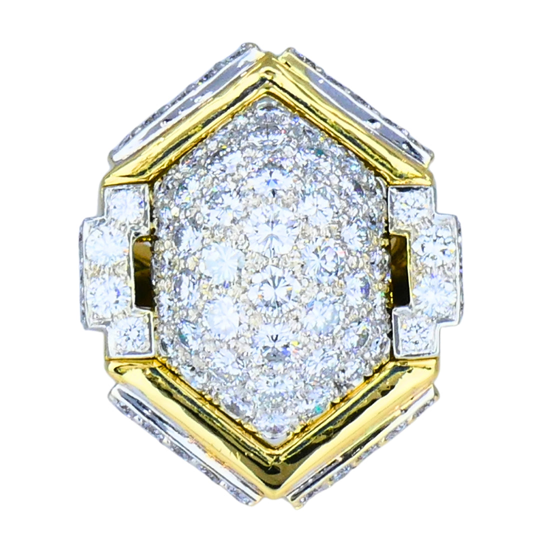 Vintage David Webb 18k Gold Platinum Diamond Ring