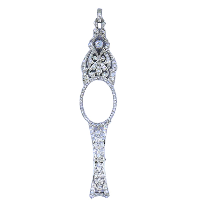 Edwardian Platinum Filigree Pendant Diamonds 14k Gold Chain Art Deco Estate (Copy)