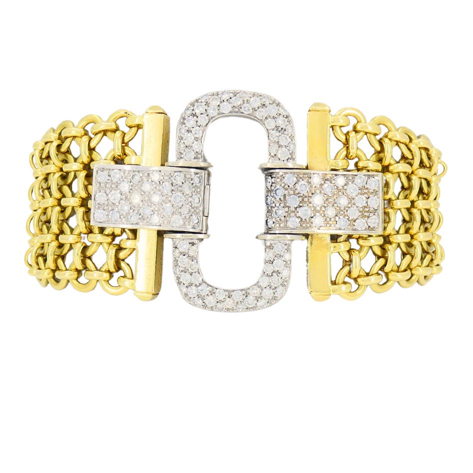 Vintage 18k Gold Two Tone Diamond Bracelet