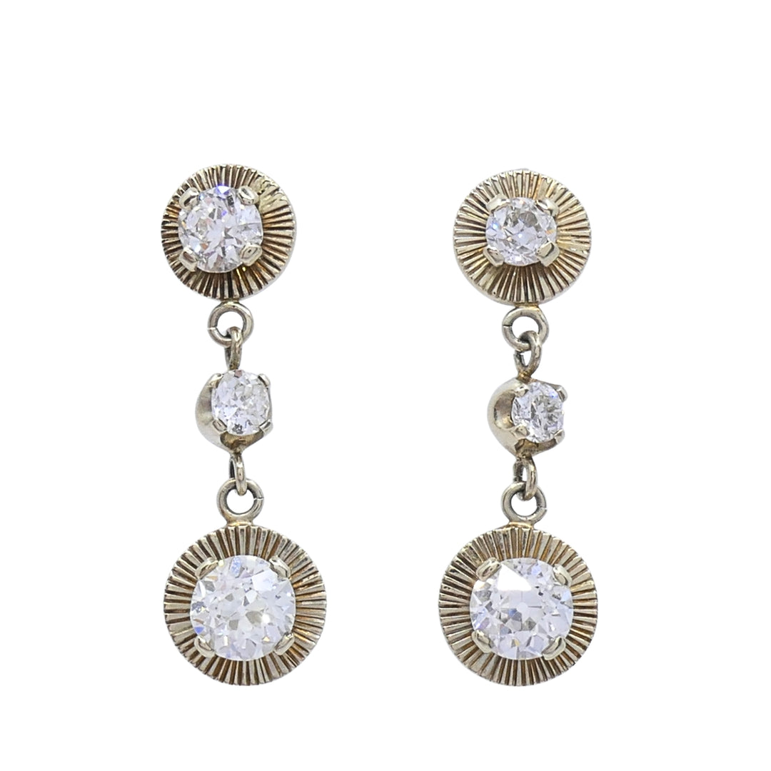 Vintage Ming’s 14k Gold Diamond Dangle Earrings
