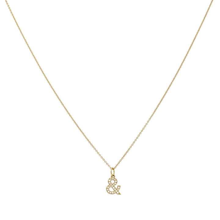 Tiffany & Co. Charm Pendant Necklace 18k Gold Diamond Ampersand Original Box