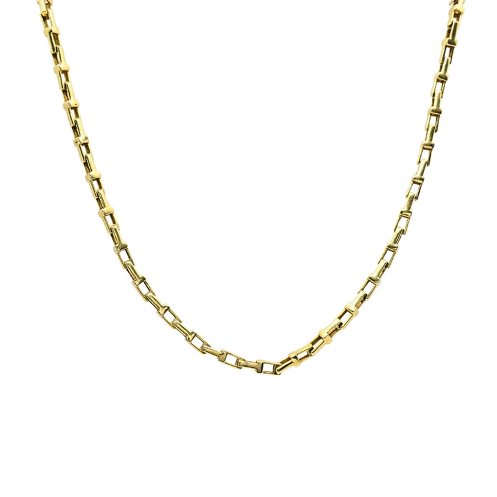 14k Yellow Gold Rectangular Bar Link Chain Necklace