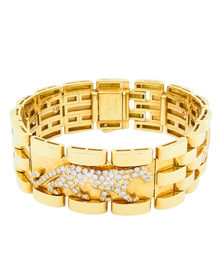 Cartier Walking Panthere Bracelet Mahango Diamond Gold Bracelet