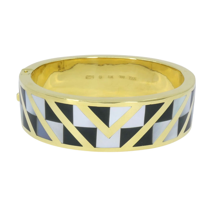 Angela Cummings Tiffany & Co. 1986 18k Gold Onyx Mother of Pearl Inlay Bracelet