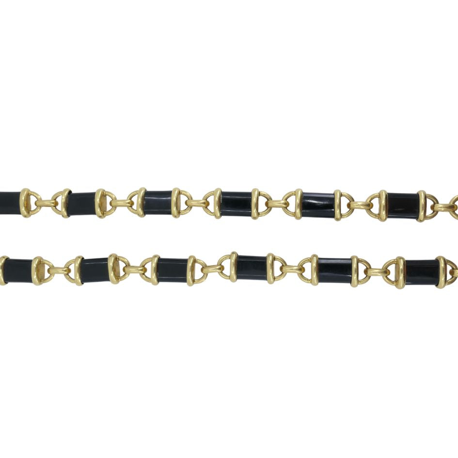 Van Cleef & Arpels 18k Gold Onyx Chain Link Necklace